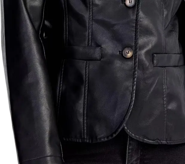 Cropped Vegan Leather Blazer for Evening Events